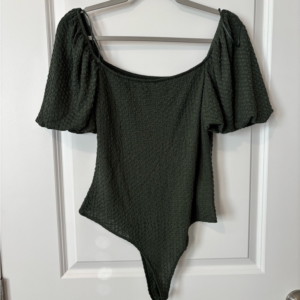 Blue Rain x Francesca’s Dark Green Textured Bodysuit
